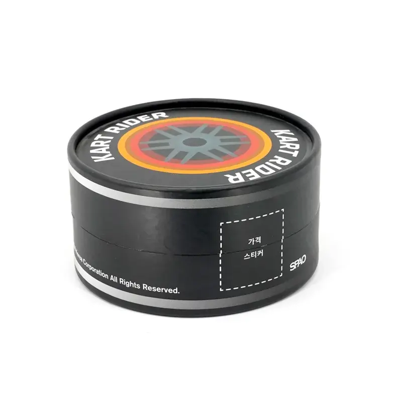 Closed black round box with a red and yellow wheel graphic.