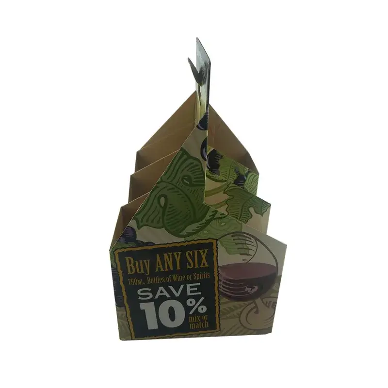 Side view of a green printed bottle carrier.