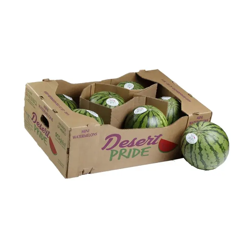 Brown printed produce tray holding round green squash.