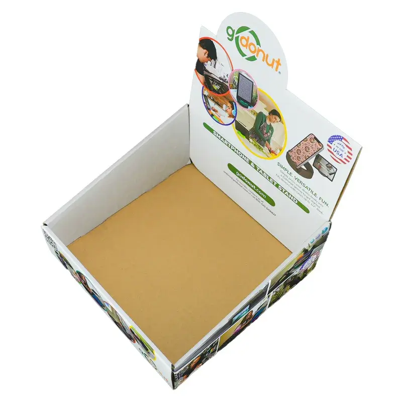 Angled overhead view of a printed countertop tray.