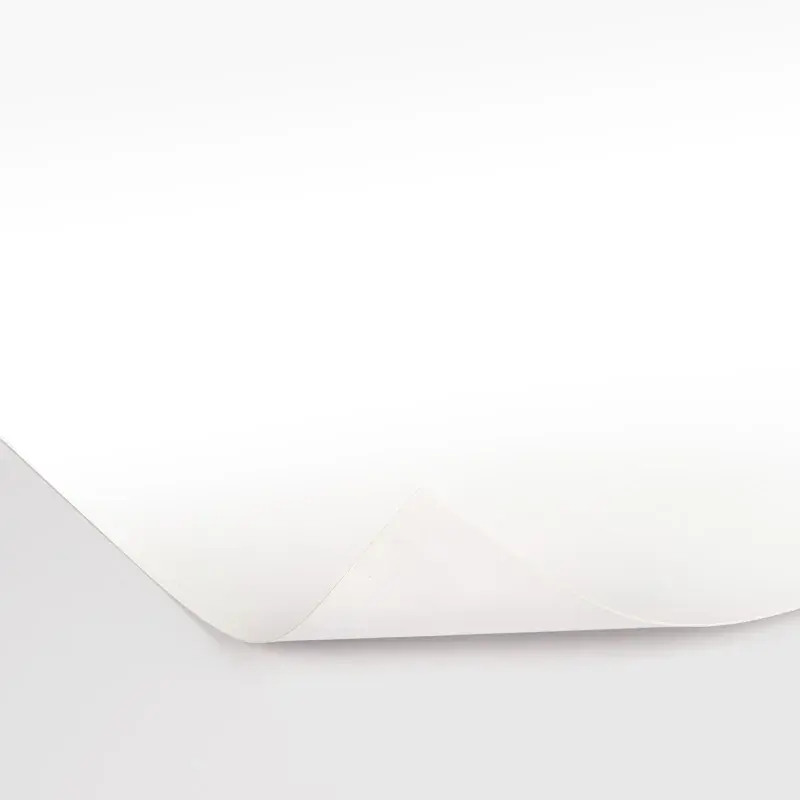 Close view of a plain white sheet with a softly curved edge.