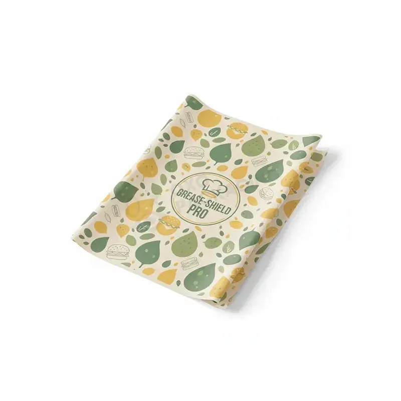 Folded paper sheet with green and yellow fruit illustrations.