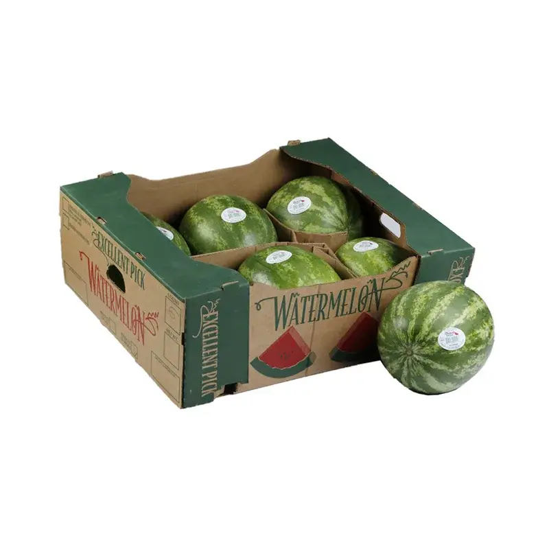 Green printed produce tray holding round green squash.