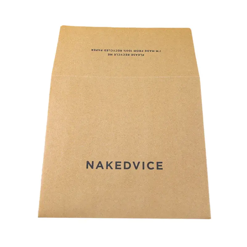 Kraft mailing envelope with small black printed lettering.