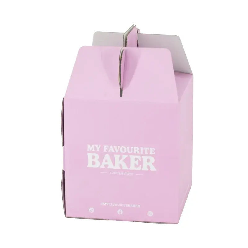 Back view of a pale pink gable box with a slotted closure.