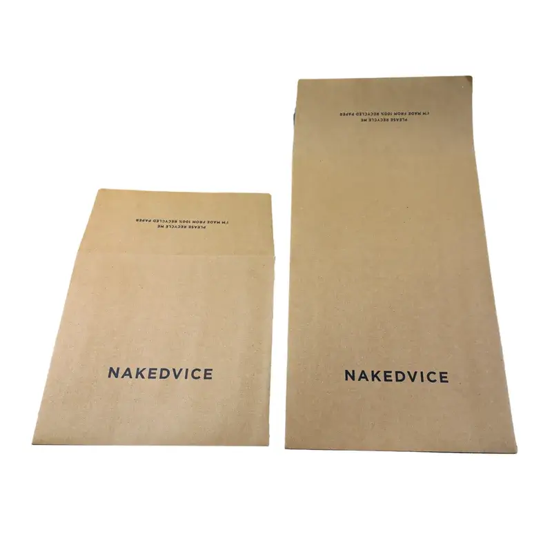 Two printed kraft mailing envelopes in different sizes.