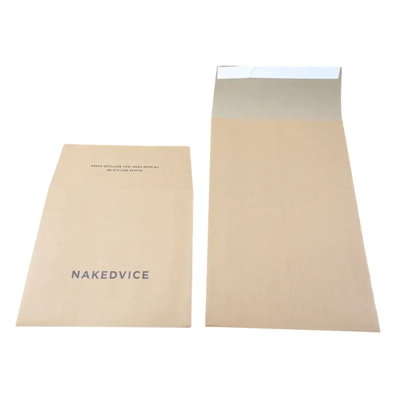 Two printed kraft mailing envelopes in different sizes.
