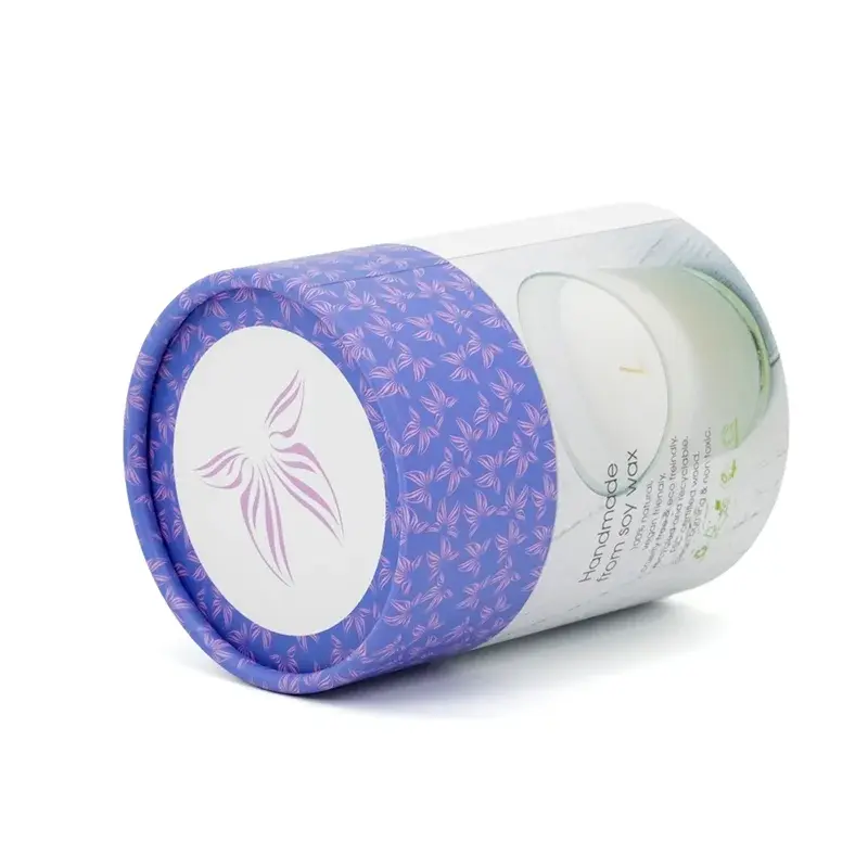 White tube lying on its side with a purple patterned cap.