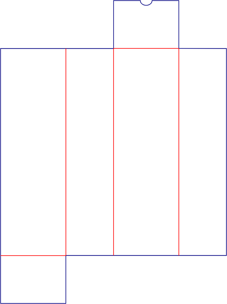 Flat dieline template for rectangular carton inserts, style E60002.
