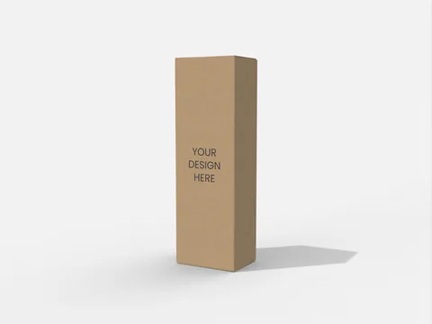 Angled reference rendering of a kraft-coloured rectangular insert with a Your Design Here placeholder. Style E60002.