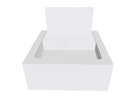 Blank white counter display tray with a raised rectangular back panel. Style E60010.
