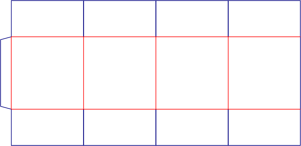 Flat dieline template for shipping cartons, style E60012.