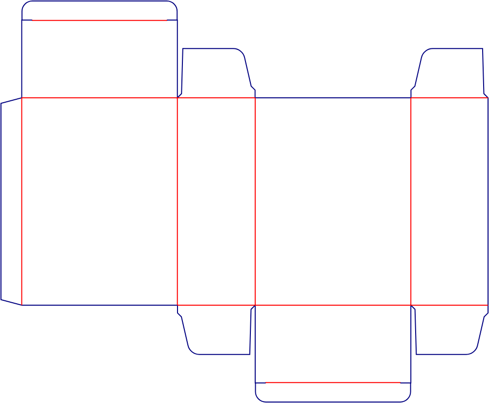 Flat dieline template for tuck-end cartons, style E60015.