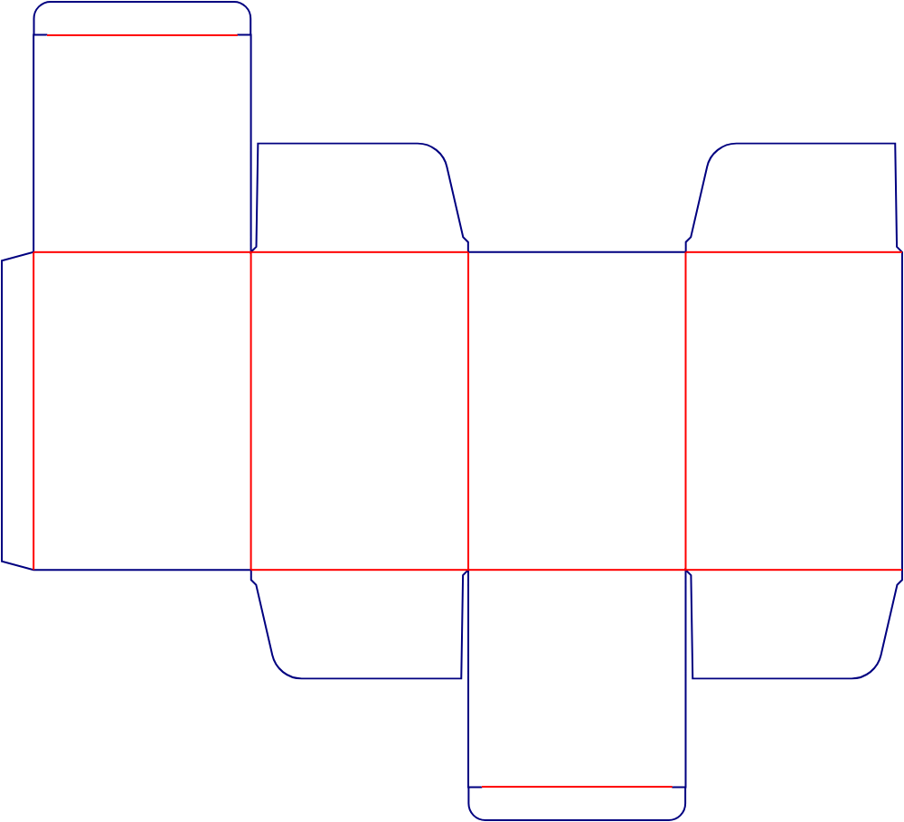 Flat dieline template for tuck-end cartons, style E60017.