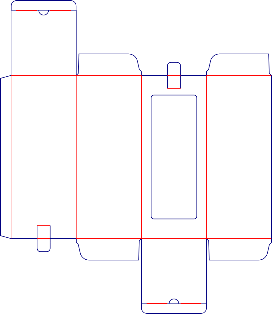 Flat dieline template for folding toy cartons, style E60026.