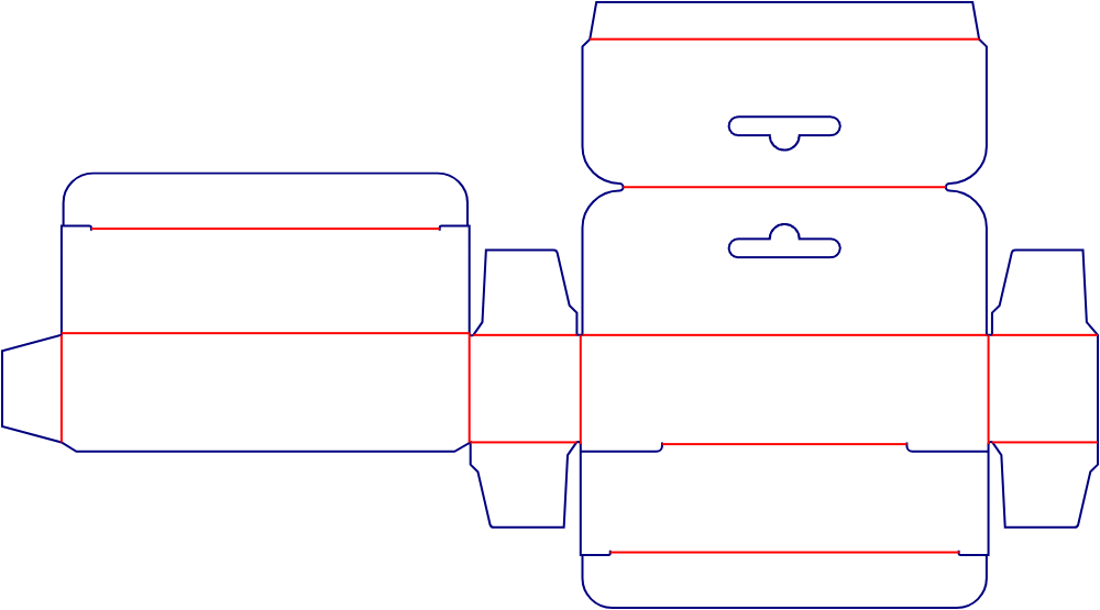 Flat dieline template for tuck-end cartons, style E60037.