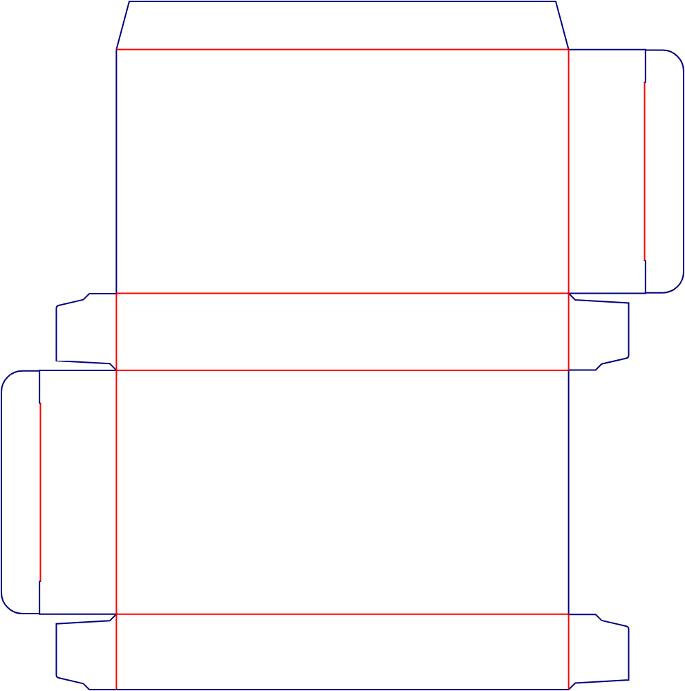 Flat dieline template for medicine cartons, style E60041.