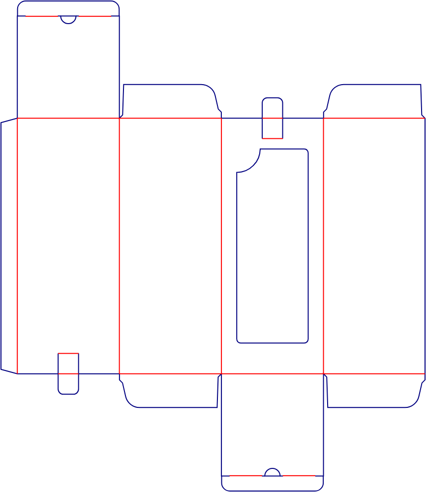 Flat dieline template for window folding toy cartons, style E60046.