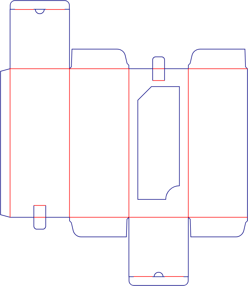 Flat dieline template for folding toy cartons, style E60047.