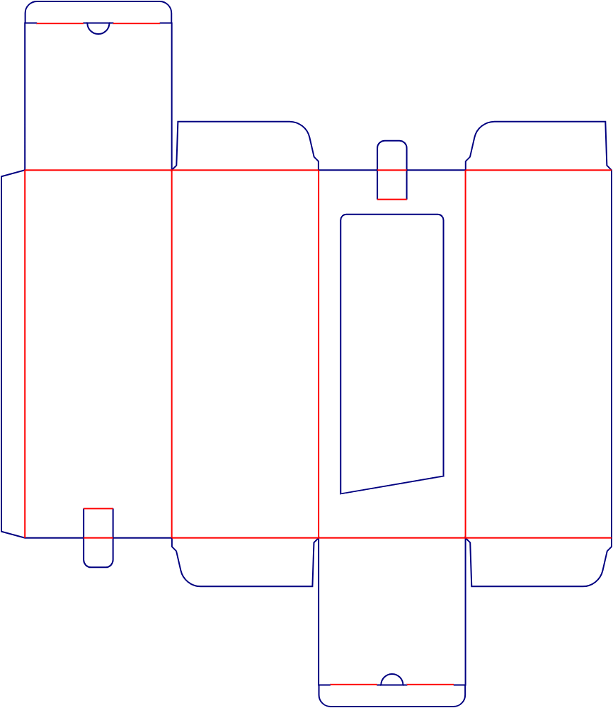 Flat dieline template for folding toy cartons, style E60048.