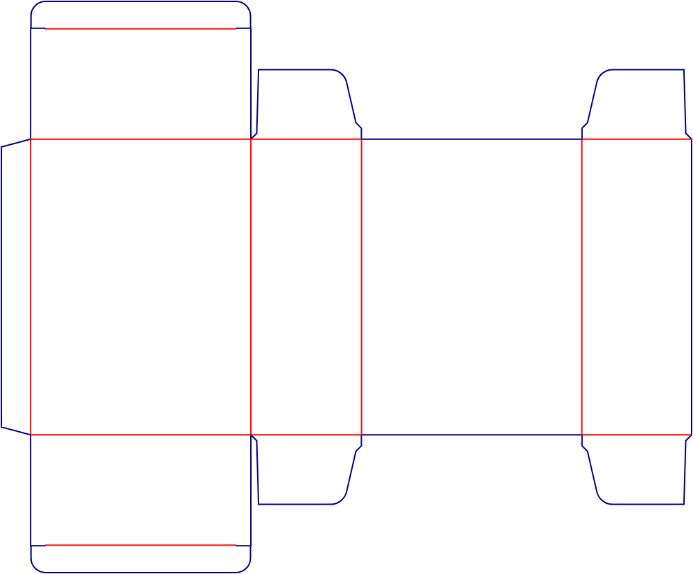 Flat dieline template for tuck-end cartons, style E60049.