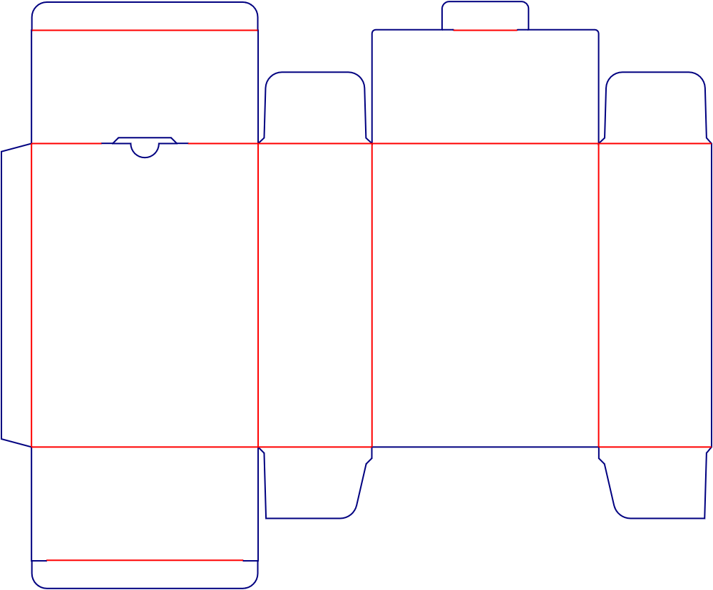 Flat dieline template for tuck-end cartons, style E60058.