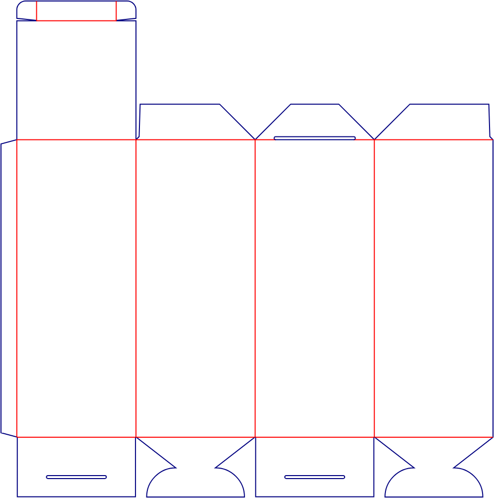 Flat dieline template for tuck-end cartons, style E60062.