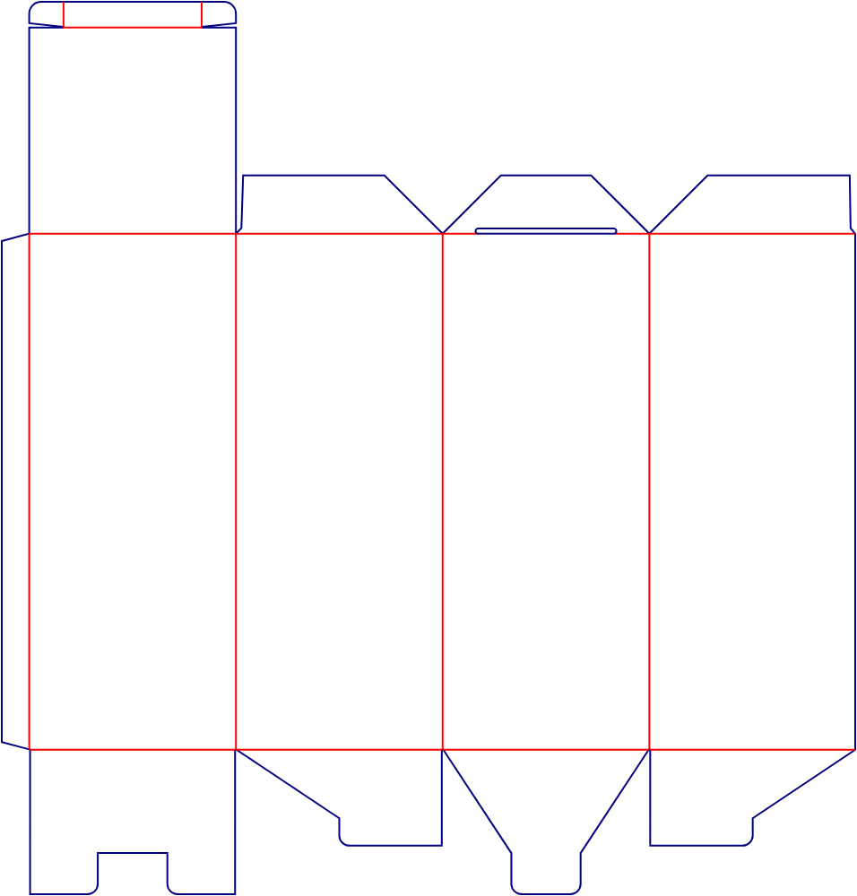 Flat dieline template for tuck-end cartons, style E60063.