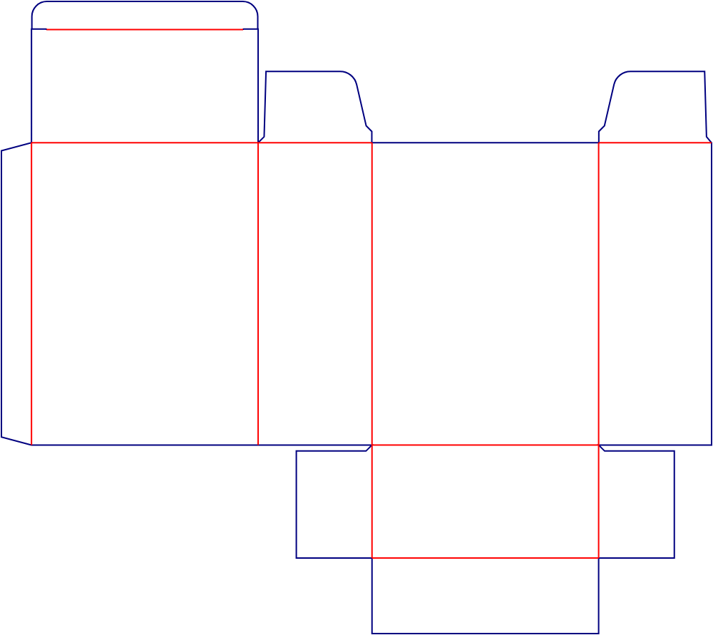 Flat dieline template for tuck-end cartons, style E60069.