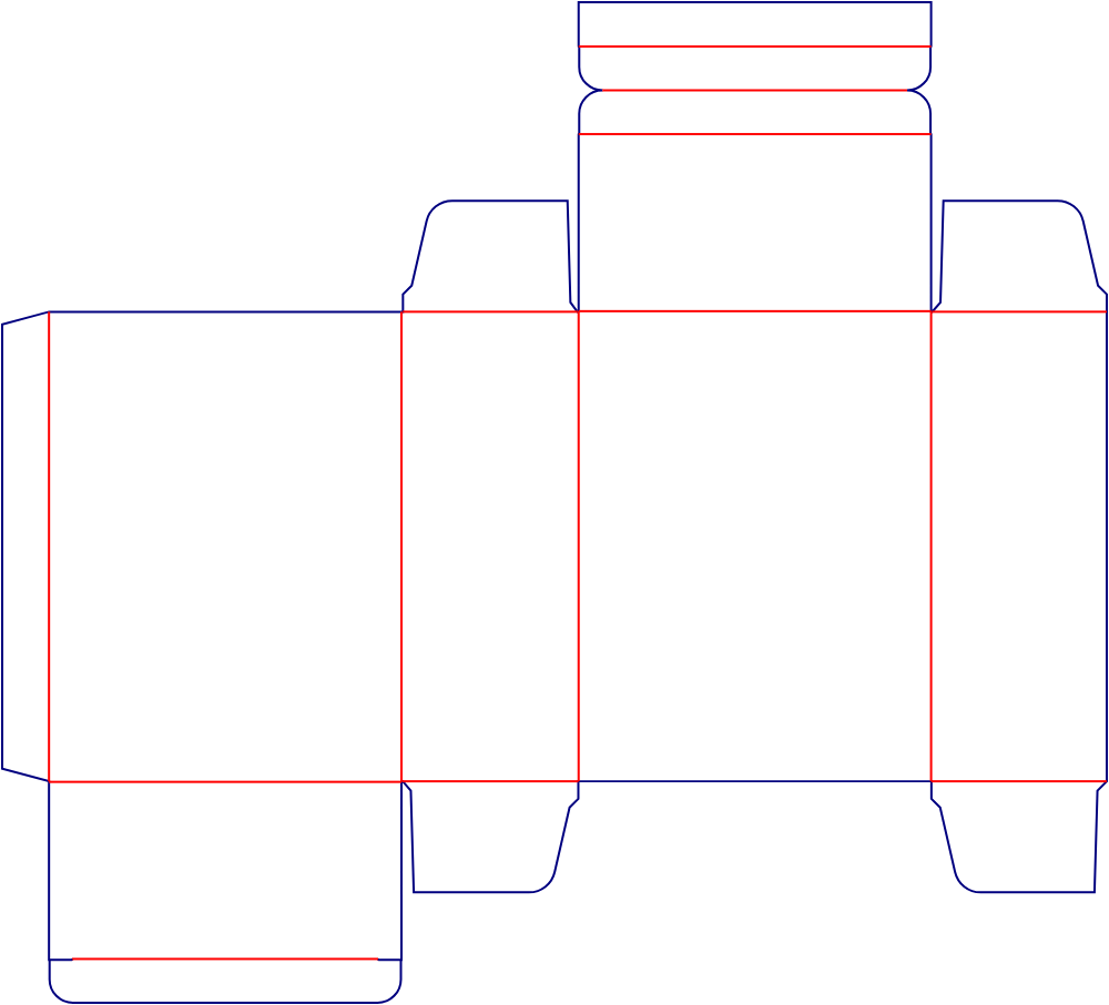 Flat dieline template for tuck-end cartons, style E60080.