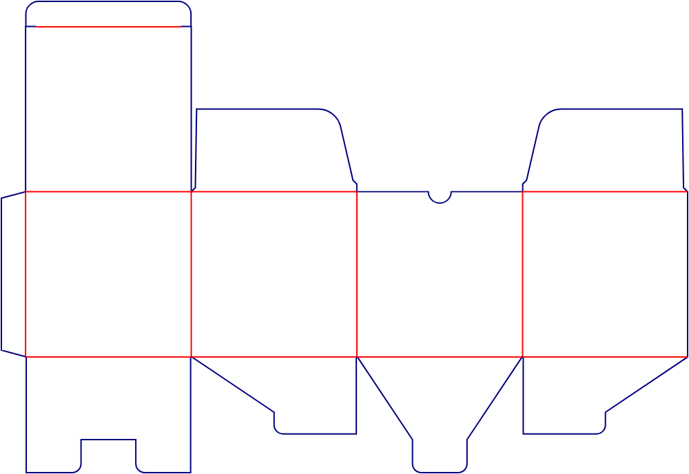 Flat dieline template for square tuck-end cartons, style E60093.