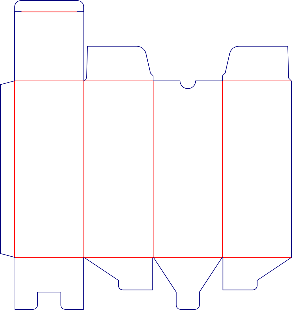 Flat dieline template for folding cartons, style E60094.