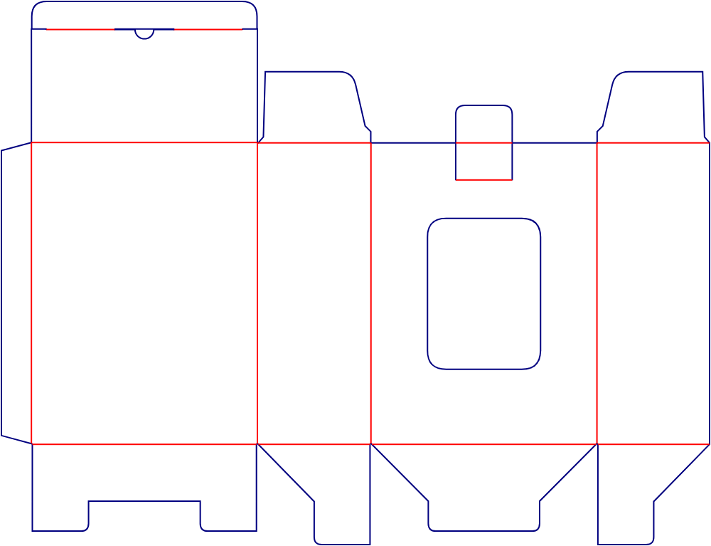 Flat dieline template for auto-lock bottom cartons, style E60097.
