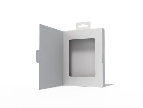 Reference view of window cartons with hinged covers, style E60106.