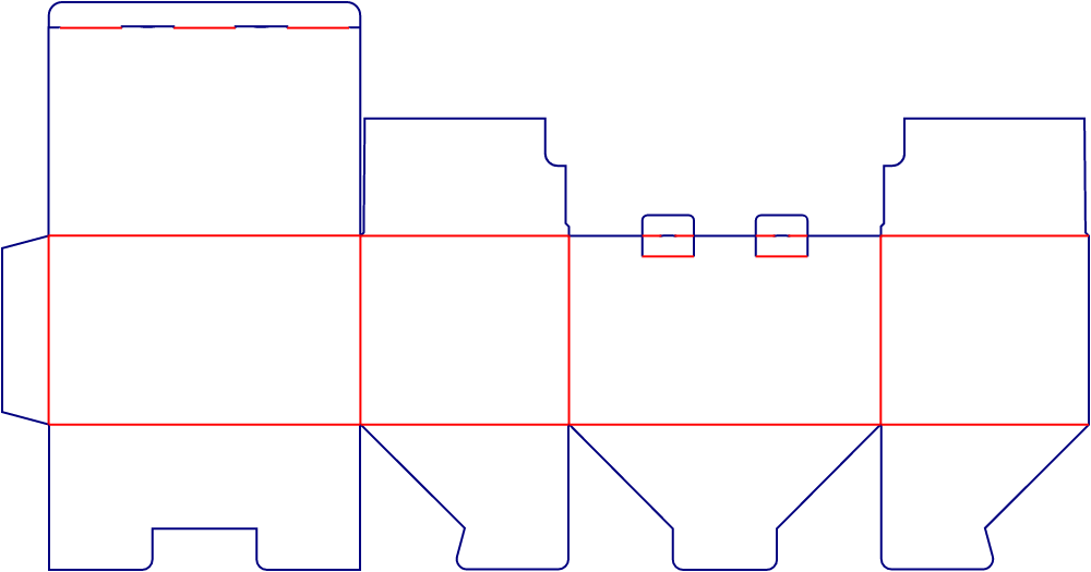 Flat dieline template for auto-lock bottom cartons, style E60111.