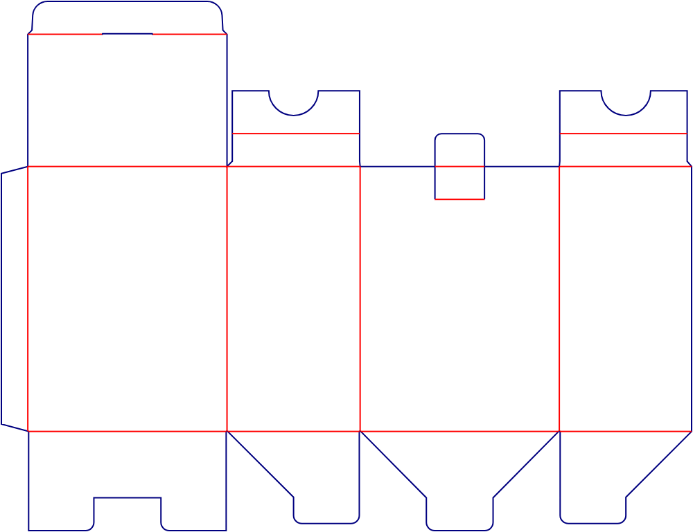 Flat dieline template for tuck-end cartons, style E60112.