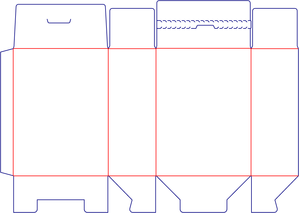 Flat dieline template for tuck-end cartons, style E60114.