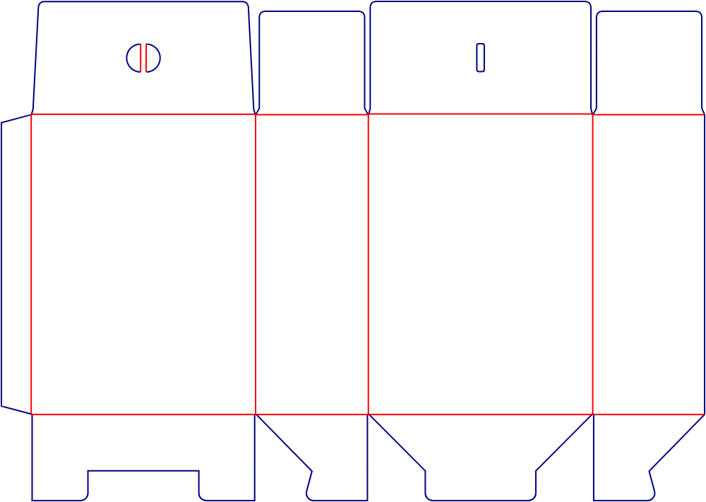 Flat dieline template for tuck-end cartons, style E60116.