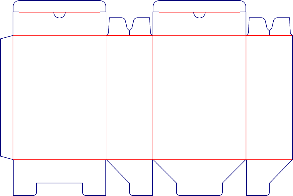 Flat dieline template for tuck-end cartons, style E60123.