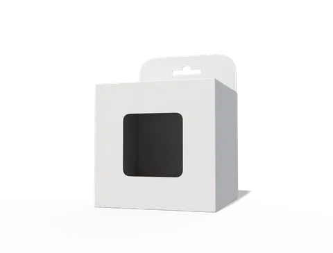 Reference view of hanging display cartons with windows, style E60137.
