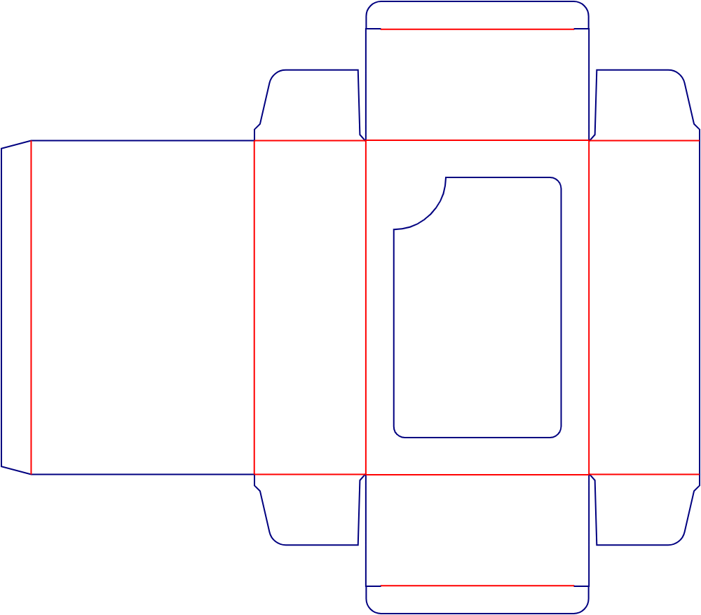 Flat dieline template for folding toy cartons, style E60144.