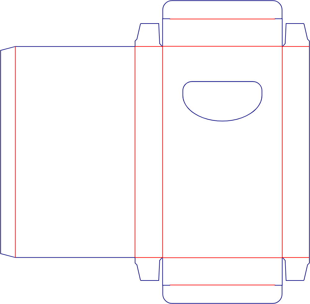 Flat dieline template for window straight tuck-end cartons, style E60148.