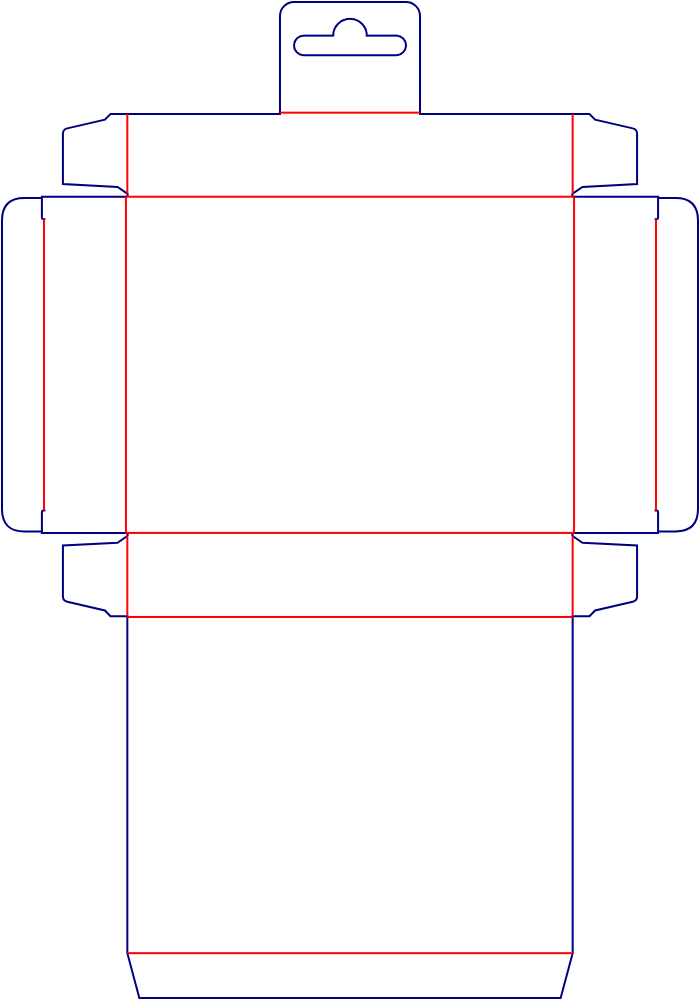 Flat dieline template for rear-opening tuck-end cartons, style E60149.