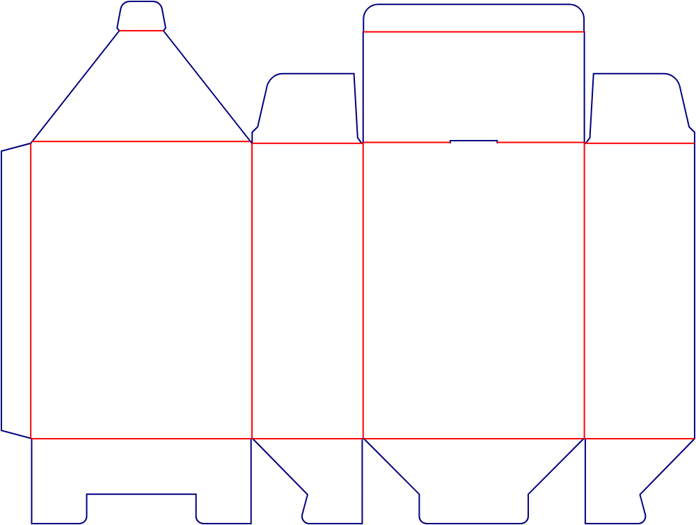 Flat dieline template for tuck-end cartons with locking tabs, style E60154.