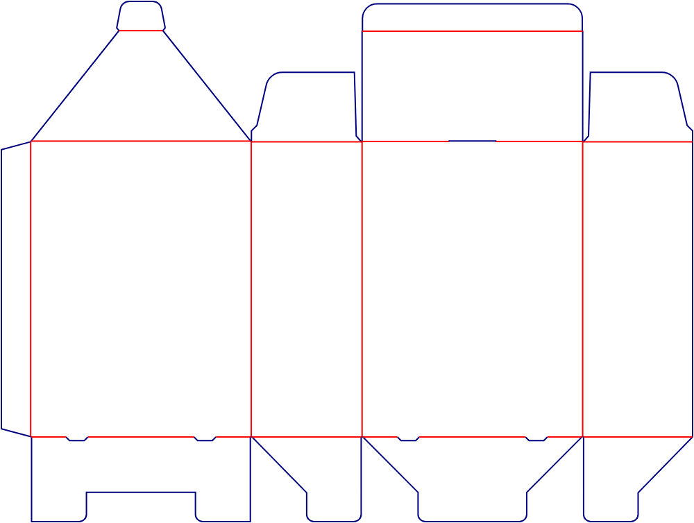Flat dieline template for rear-opening tuck-end cartons, style E60169.
