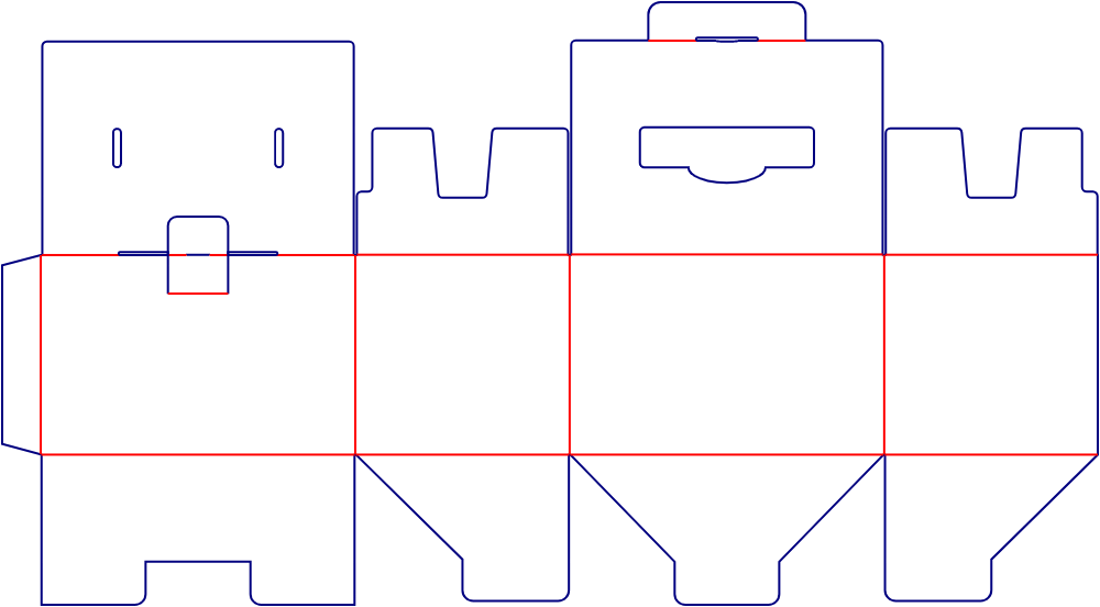Flat dieline template for rear-opening tuck-end cartons, style E60170.