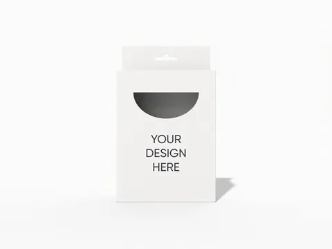Reference view of hanging display cartons with locking bases and windows, style E60177.