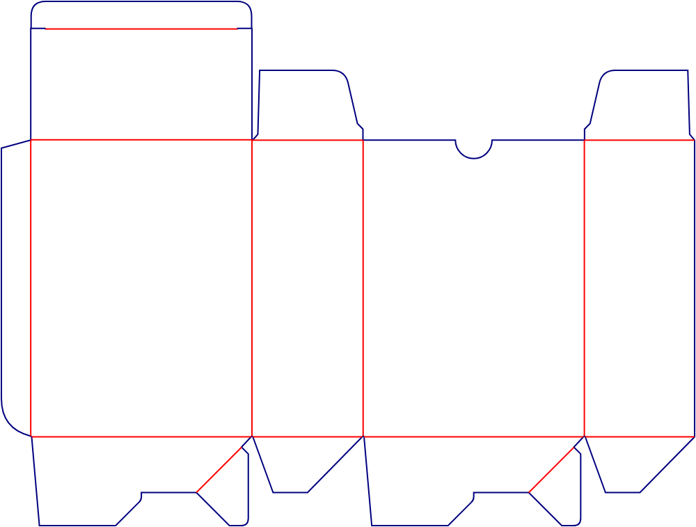 Flat dieline template for auto-lock bottom cartons, style E60180.