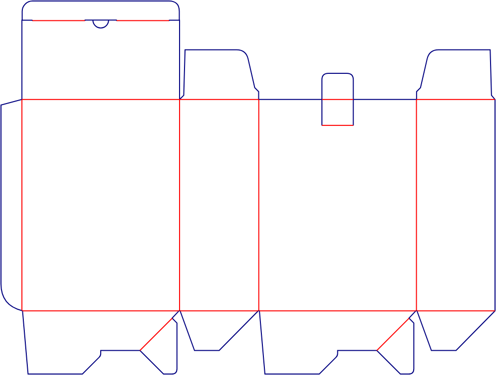 Flat dieline template for auto-lock bottom cartons, style E60181.
