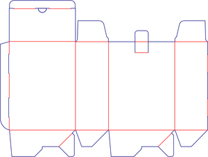 Flat dieline template for auto-lock bottom cartons, style E60184.